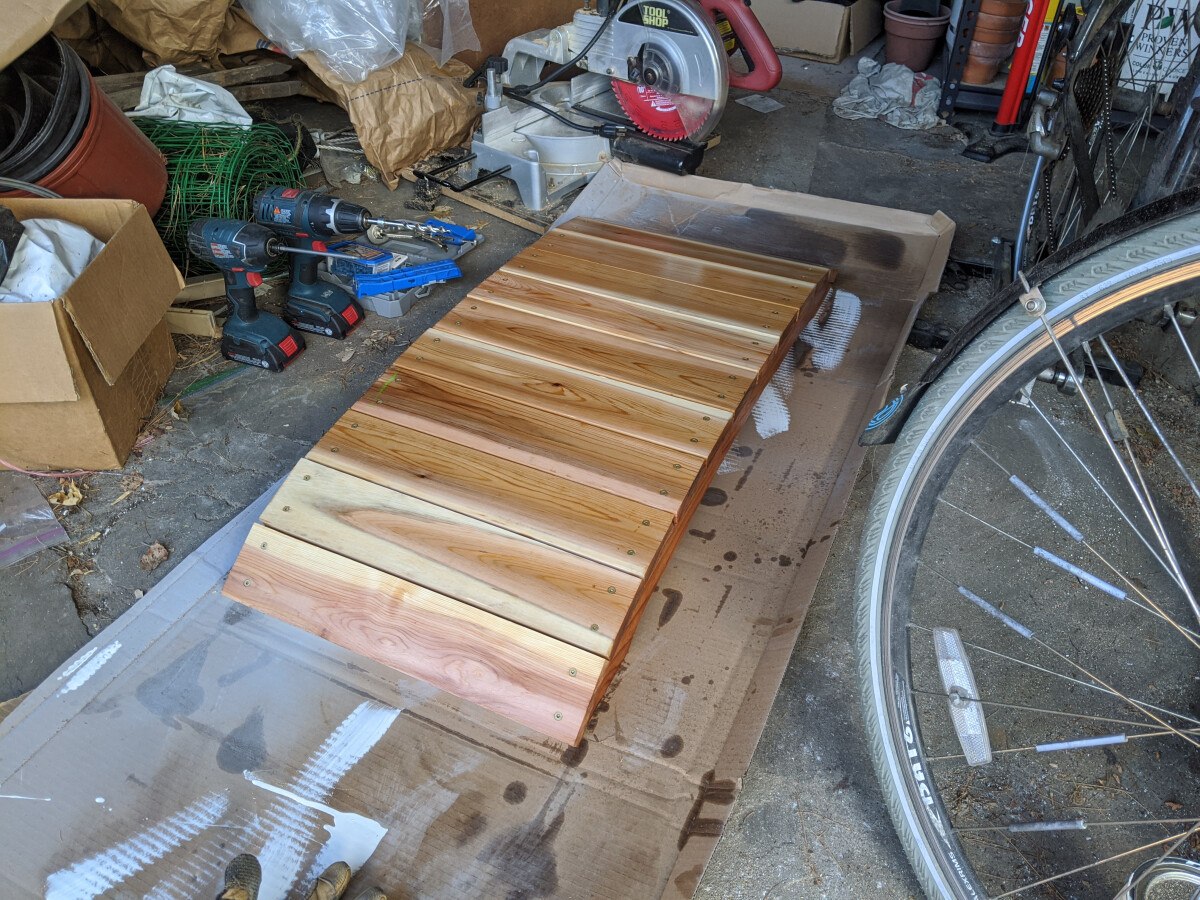 Bridge in garage while sealer dries