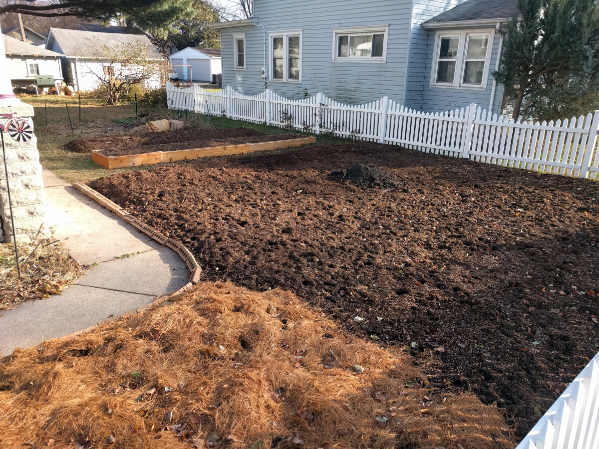 Garden area with finished sheet mulch