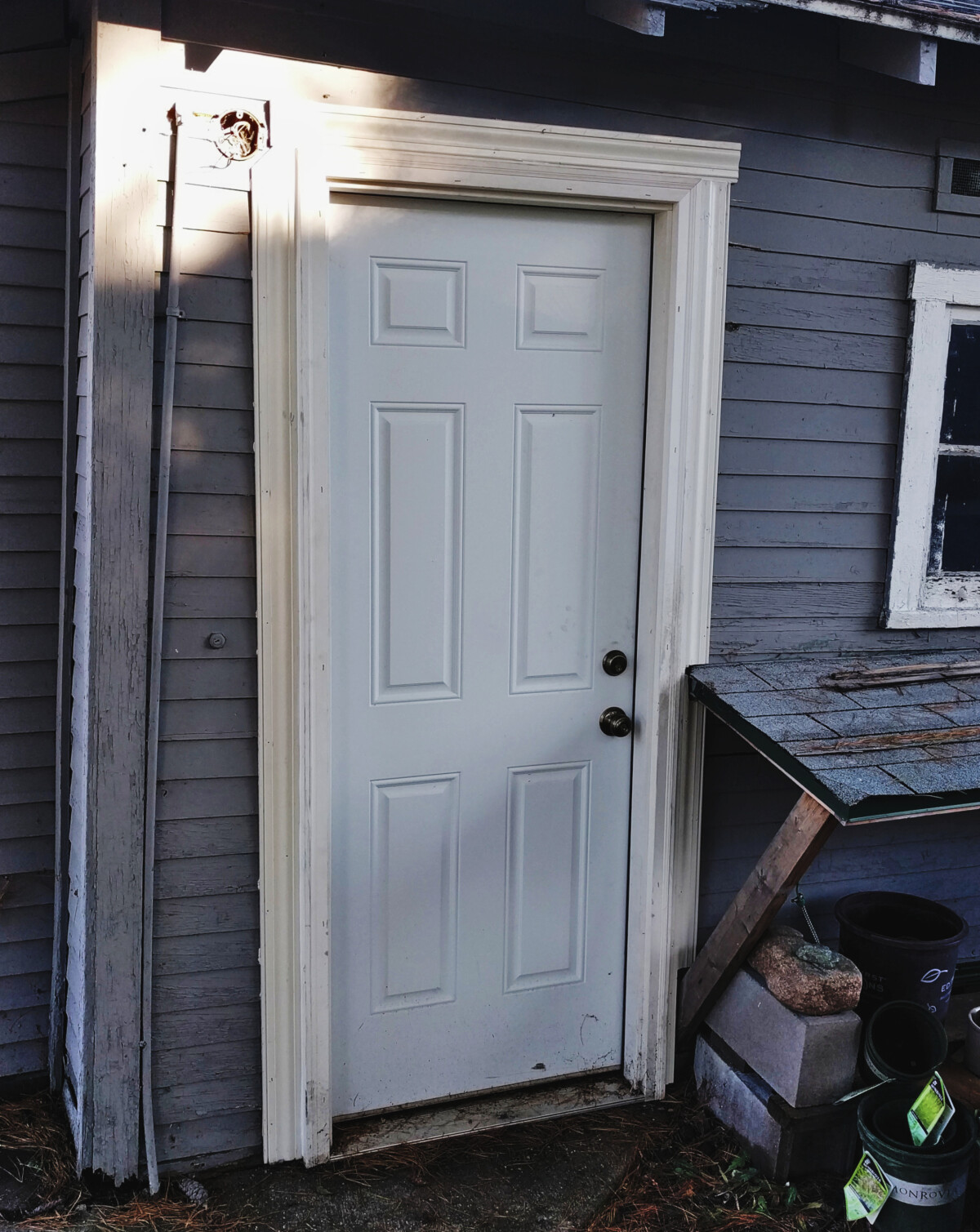 The new door with exterior trim