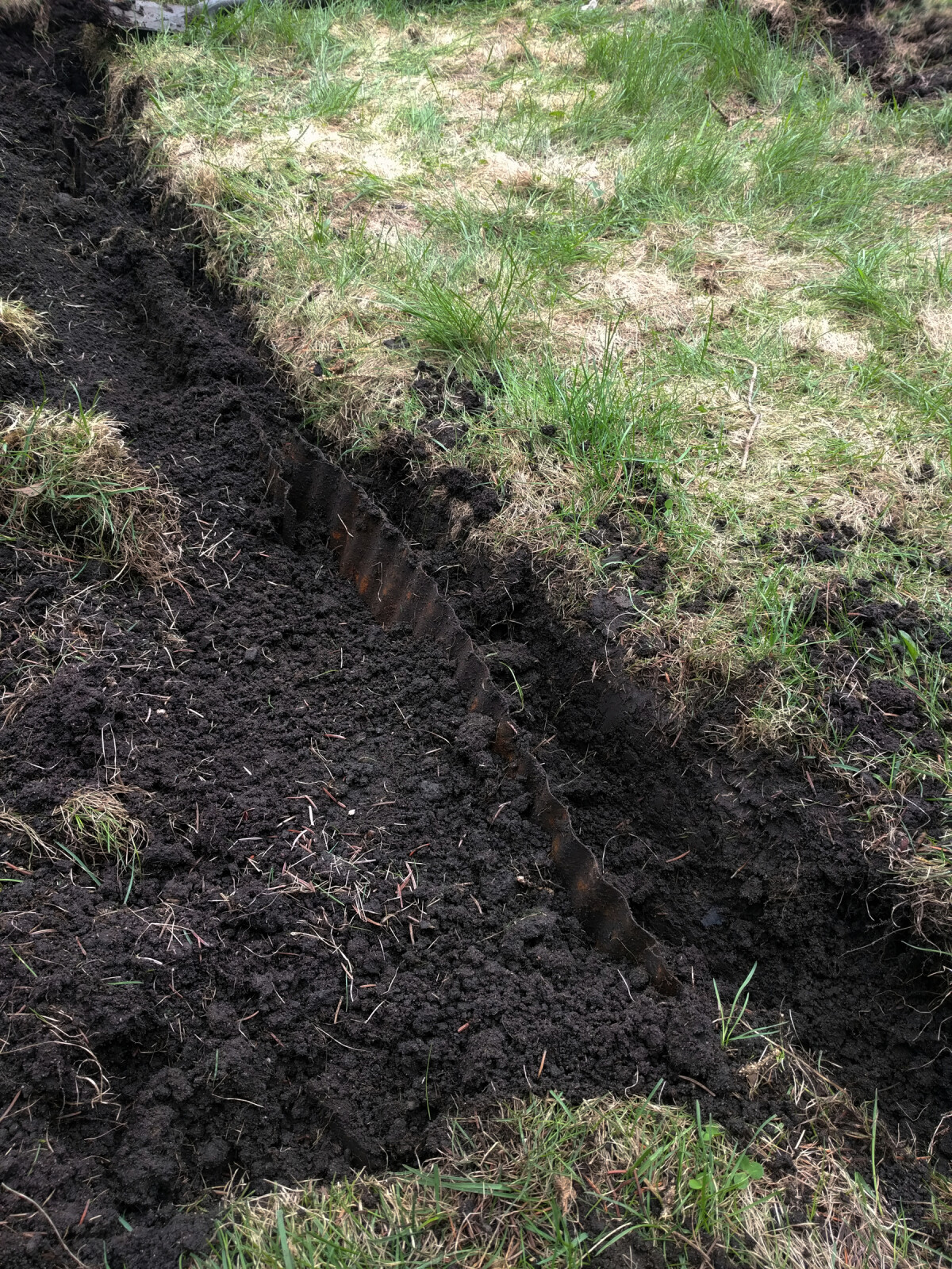 Old rusty edging dug out of the ground